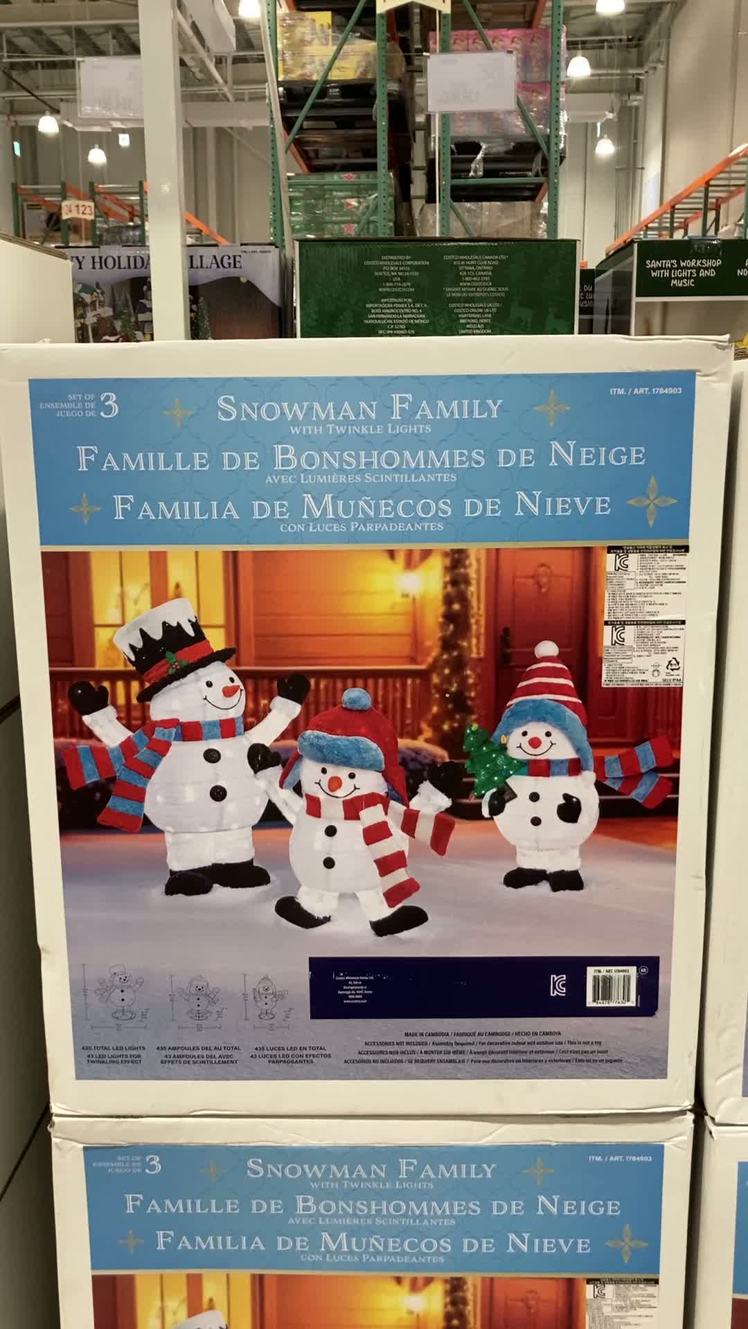 크리스마스 장식 LED 눈사람 가족 3개 / 1세트