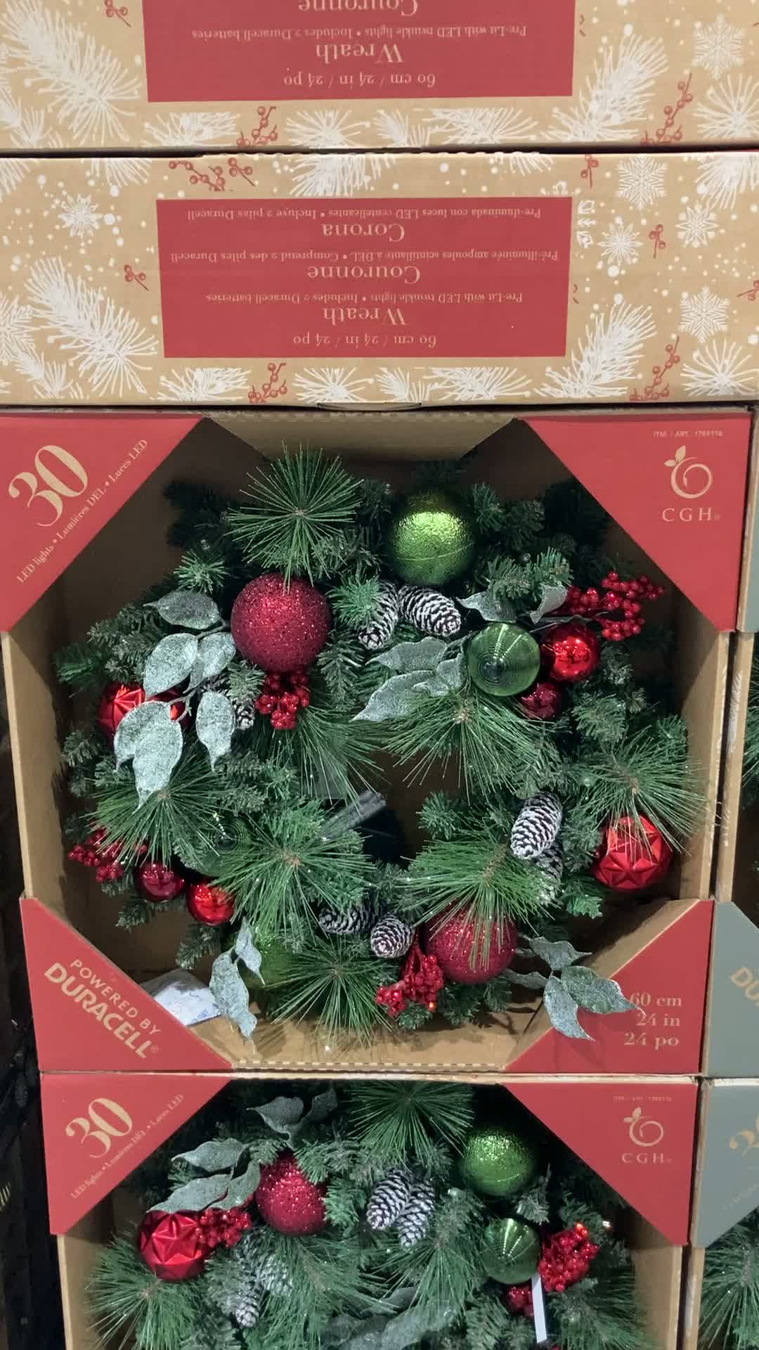 크리스마스 장식 LED 원형 리스 지름 60CM