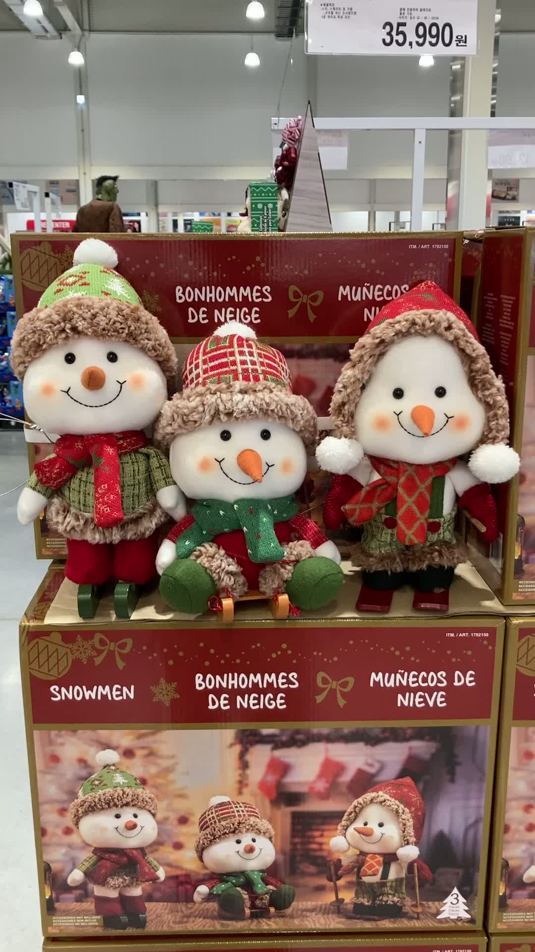 크리스마스 장식 눈사람 인형 3개 / 1세트