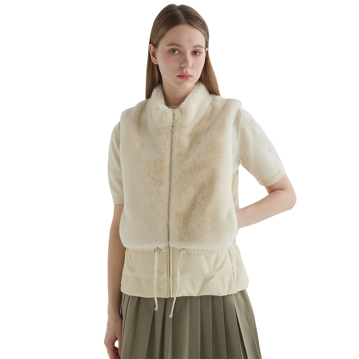 몰리올리 여성 인조퍼 다운 조끼