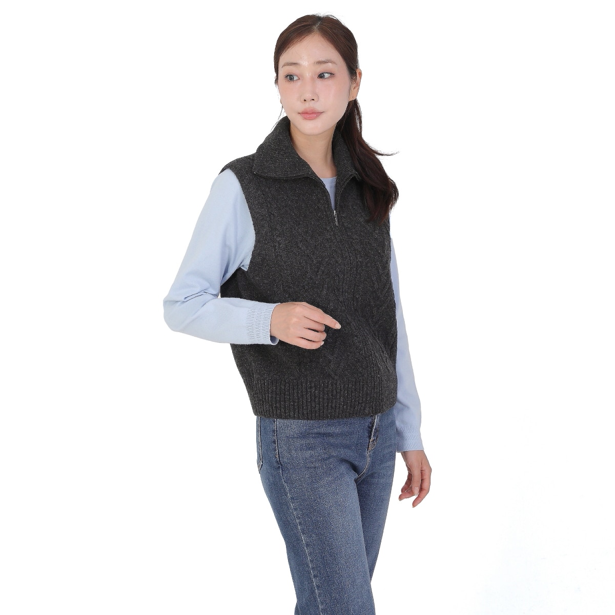 베네뜨 여성 울캐시미어 케이블 니트 베스트