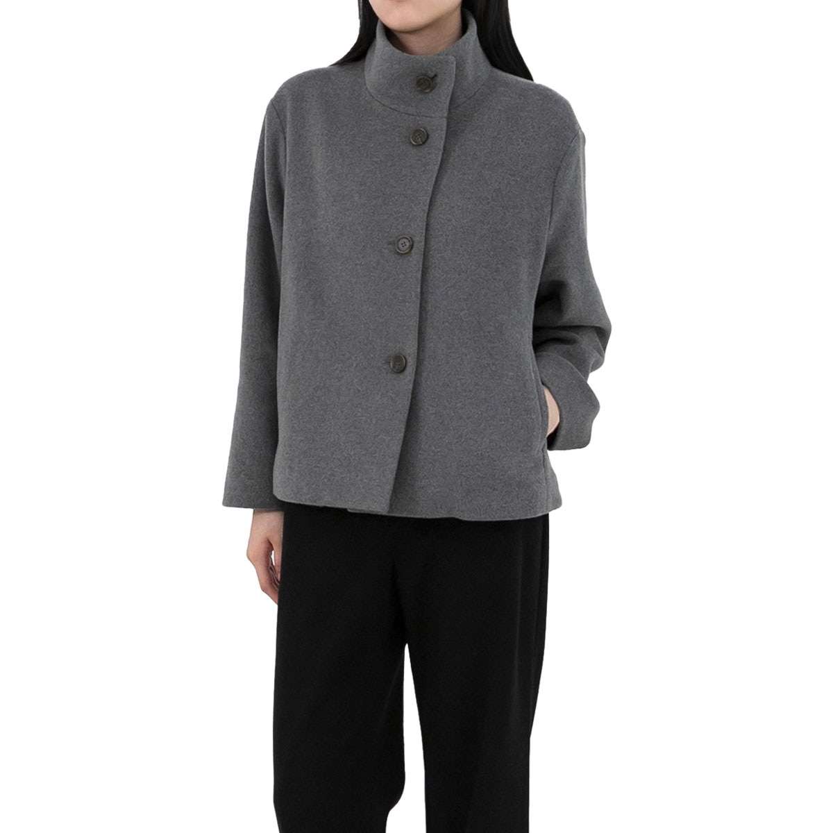 보니스팍스 여성 캐시미어 혼방 하이넥 코트