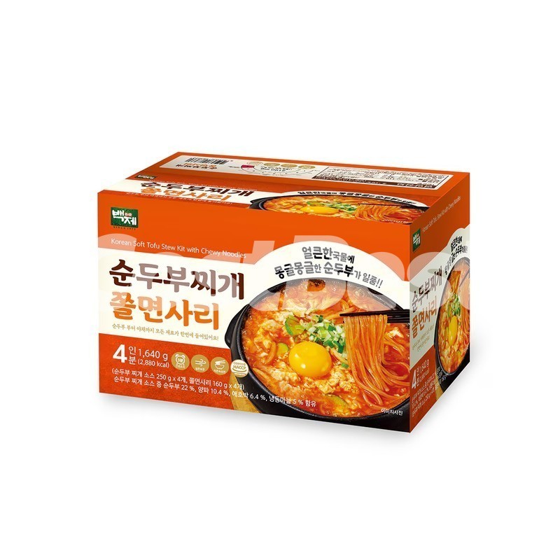 백제 순두부찌개 쫄면 410G X 4