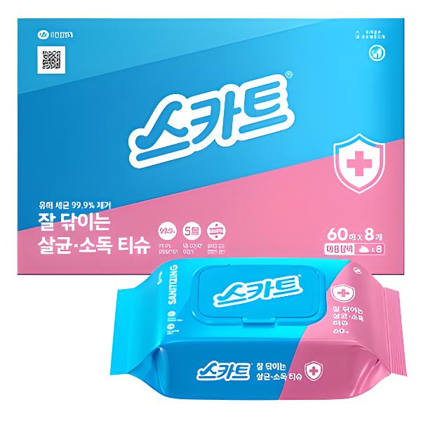 스카트 살균소득티슈 60매 X 8팩